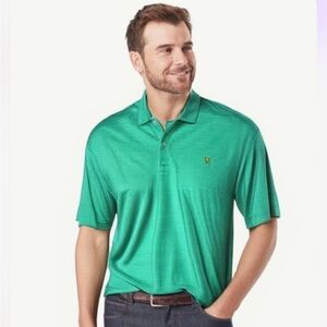 2/$30 JACK NICKLAUS Green White Stripe Men’s Short Sleeve Moisture Wicking Polo